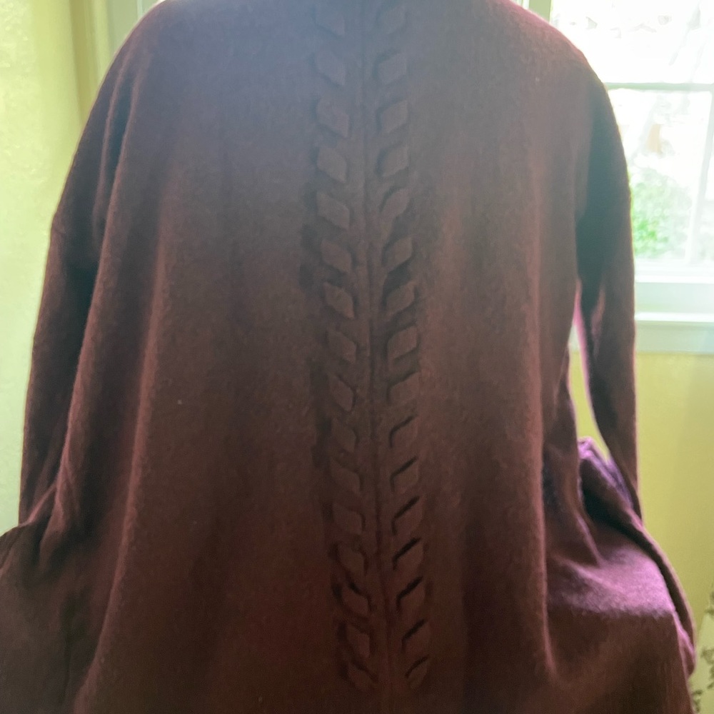 NWT Ana Open Cardigan Plum Criss Cross Back Size L